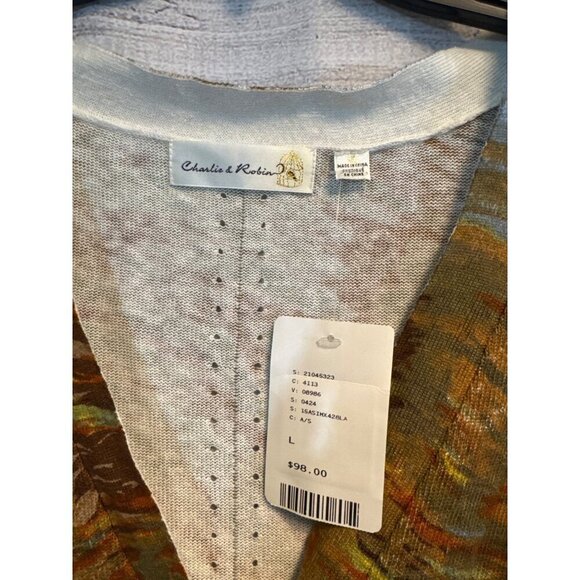 NWT Charlie & Robin Anthropolgie Multicolor Abstract Patterned Cardigan Sweater - Picture 2 of 3